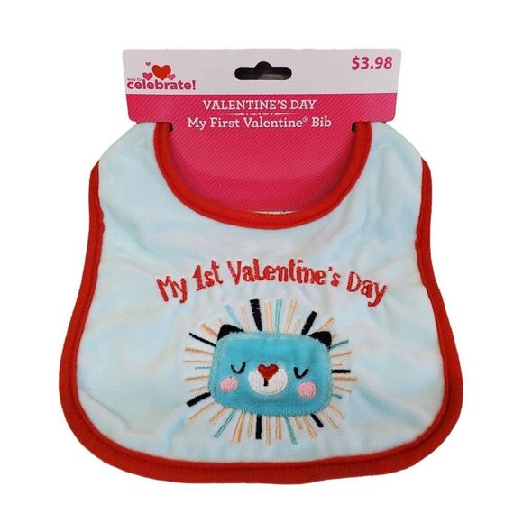 My First Valentines Day Bib Baby Bib My First Valentine Bib in Blue - Picture 6 of 6